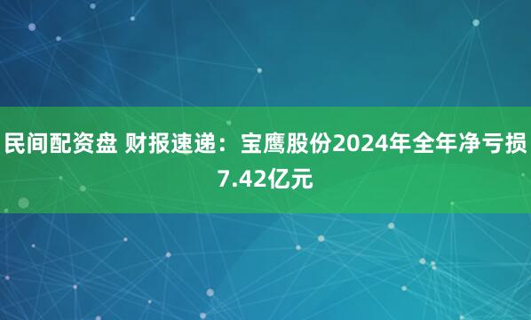 民间配资盘 财报速递：宝鹰股份2024年全年净亏损7.42亿元